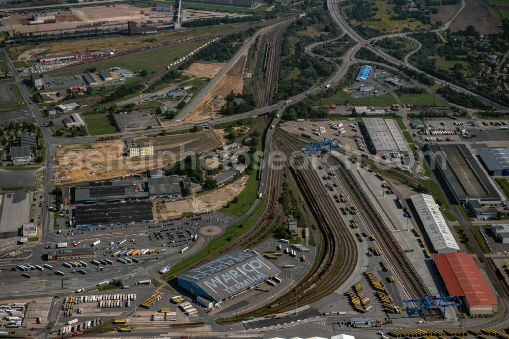 Aerial image Rostock - Shipyard - site of the Neptun Werft in Rostock in the state Mecklenburg - Western Pomerania, Germany