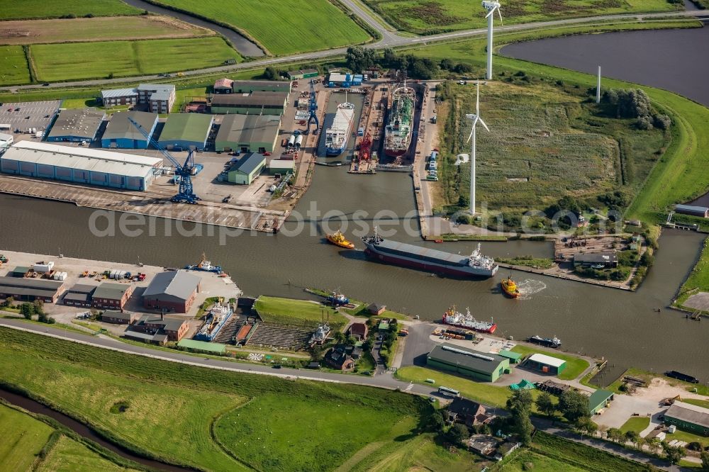 Husum from above - Shipyard area in the district Roedemis in Husum in the state Schleswig-Holstein, Germany