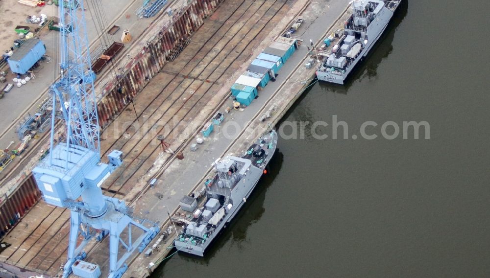 Aerial image Wolgast - Shipyard - site of the Peenewerft in Wolgast in the state Mecklenburg - Western Pomerania, Germany