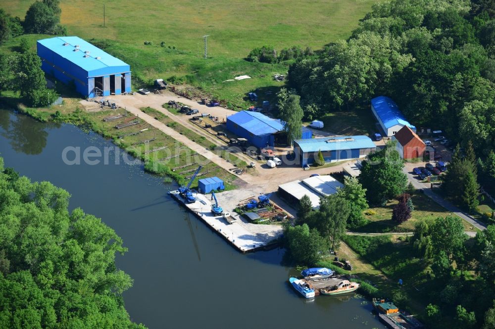 Derben from above - Shipyard - site of the Schiffswerft Bolle GmbH in Derben in the state Saxony-Anhalt