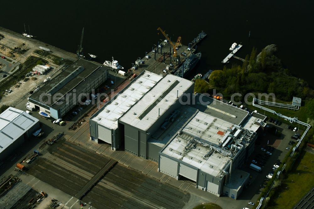 Rostock from above - Shipyard - site of the TAMSEN MARITIM GmbH on Maritimstrasse in Rostock in the state Mecklenburg - Western Pomerania, Germany