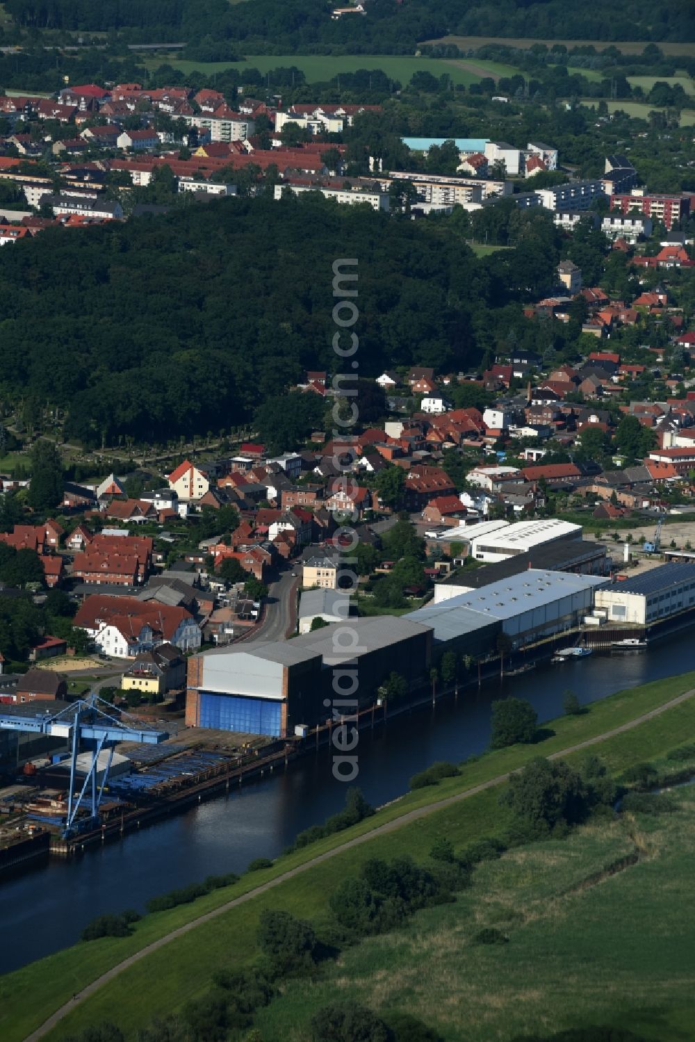 Boizenburg/Elbe from above - Shipyard - site Boize River in Boizenburg/Elbe in the state Mecklenburg - Western Pomerania