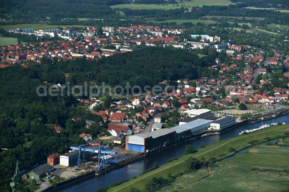 Boizenburg/Elbe from the bird's eye view: Shipyard - site Boize River in Boizenburg/Elbe in the state Mecklenburg - Western Pomerania