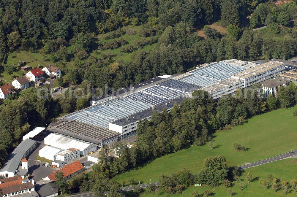 Aerial image Lohr am Main - Blick auf das Werk 2 der Bosch Rexroth AG in Lohr am Main Bayern. Im Jahr 2001 ist die Mannesmann Rexroth AG und die Bosch Automationstechnik zur Bosch Rexroth AG zusammengeschlossen wurden. Das Werk ist spezialisiert auf Industrial Hydraulic und vor allen Dingen der Mobilhydraulic. Kontakt Firmensitz: Maria-Theresien-Straße 23, 97816 Lohr am Main, Tel. +49(0)9352 18 0, Fax +49(0)9352 18 3972, Email: info@boschrexroth.de; Kontakt Werk 2: Bosch Rexroth AG, Industrial Hydraulics, Werk 2, Partensteiner Straße 23, 97816 Lohr am Main