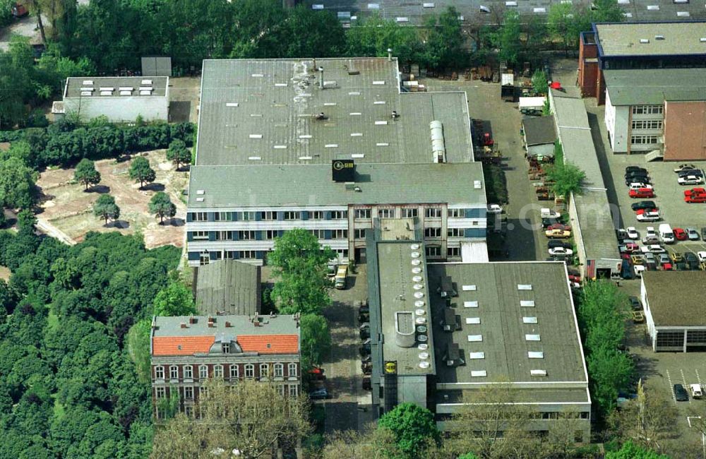 Berlin-Reinickendorf from the bird's eye view: Werk der GERB-Schwingungsisilierungen in der Roedernallee in Berlin - Reinickendorf - Computerretuschiertes Motiv !