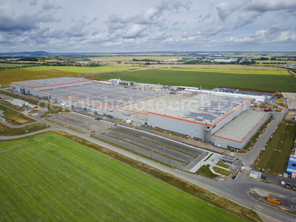 Arnstadt from the bird's eye view: Battery factory of the Chinese company CATL Am Luetzer Feld in the district of Rudisleben in Arnstadt in the federal state of Thuringia, Germany