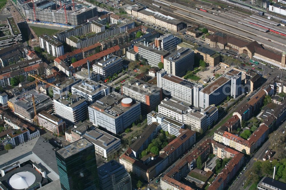 Aerial image Basel - Operating area and headquarters of Syngenta in Basel, Switzerland. Syngenta is active in the agribusiness and crop protection. The swiss company is taken over by the chinese state owned enterprise ChemChina