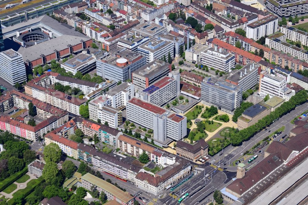 Basel from the bird's eye view: Operating area and headquarters of Syngenta in Basel, Switzerland. Syngenta is active in the agribusiness and crop protection