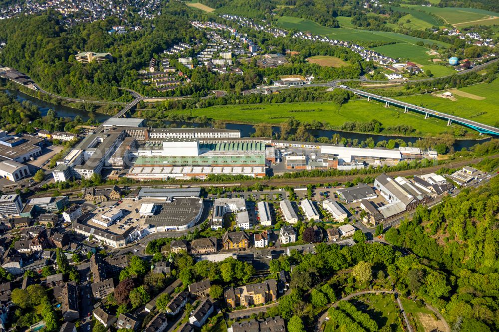 Wetter (Ruhr) from above - Building and production halls on the premises of Demag Cranes & Components GmbH on Ruhrstrasse in the district Volmarstein in Wetter (Ruhr) in the state North Rhine-Westphalia, Germany