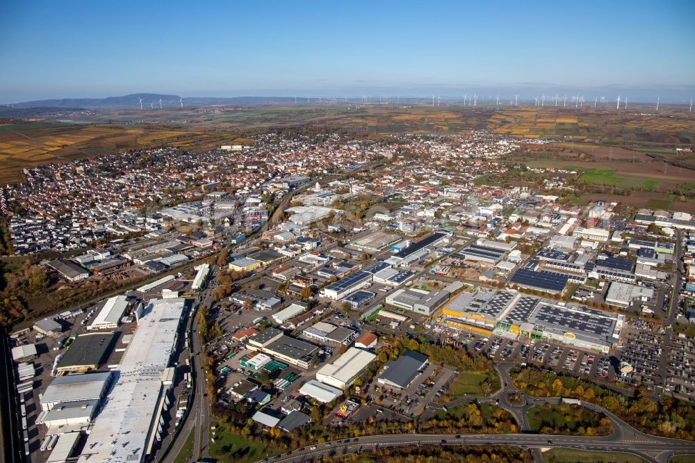 Aerial image Grünstadt - Building and production halls on the premises of Aafes Europa in Gruenstadt in the state Rhineland-Palatinate, Germany