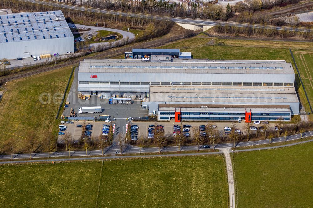 Brilon from the bird's eye view: Building and production halls on the premises of ABB AG on Keffelker Strasse in Brilon at Sauerland in the state North Rhine-Westphalia, Germany