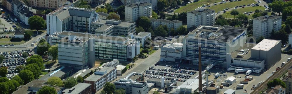 Aerial image Ludwigshafen am Rhein - Building and production halls on the premises of Abbvie GmbH & Co. KG on Knollstrasse in Ludwigshafen am Rhein in the state Rhineland-Palatinate