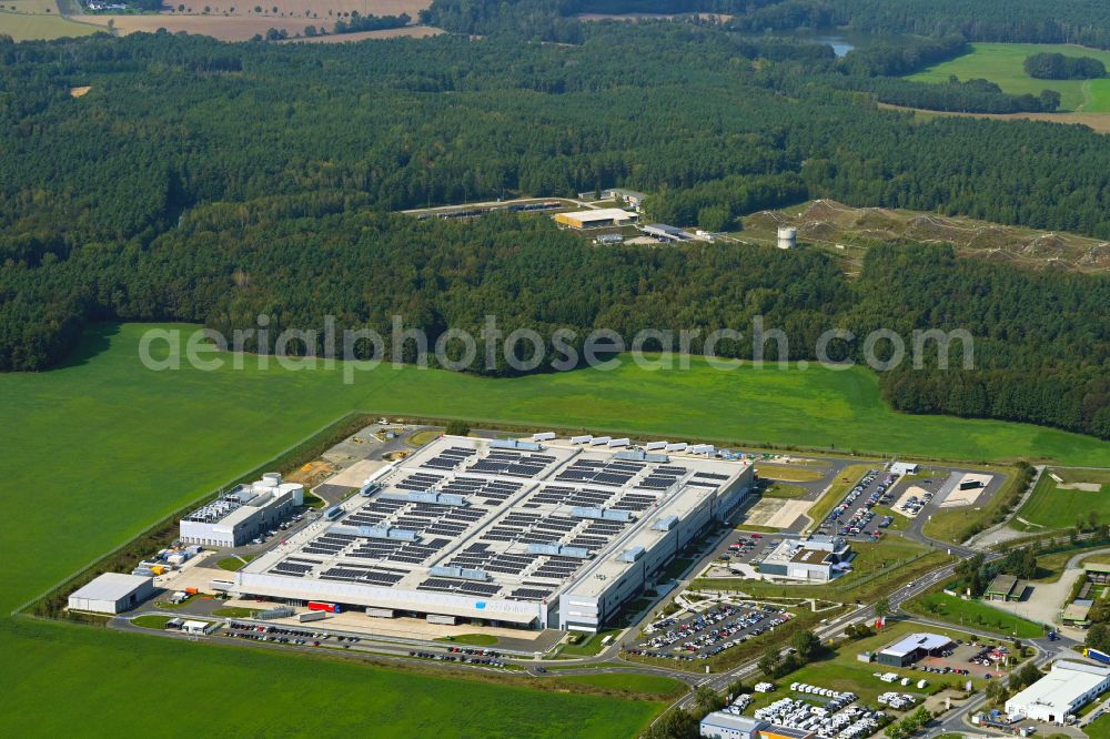 Kamenz from above - Building and production halls on the premises of AccuMotive on Nordstrasse in the district Bernbruch in Kamenz in the state Saxony, Germany