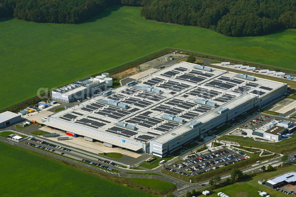 Kamenz from the bird's eye view: Building and production halls on the premises of AccuMotive on Nordstrasse in the district Bernbruch in Kamenz in the state Saxony, Germany