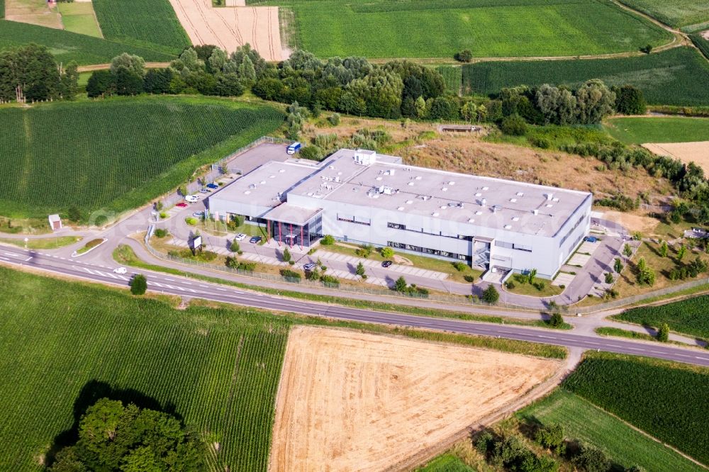 Aerial image Kehl - Building and production halls on the premises of ADA Cosmetics International GmbH in the district Bodersweier in Kehl in the state Baden-Wuerttemberg, Germany