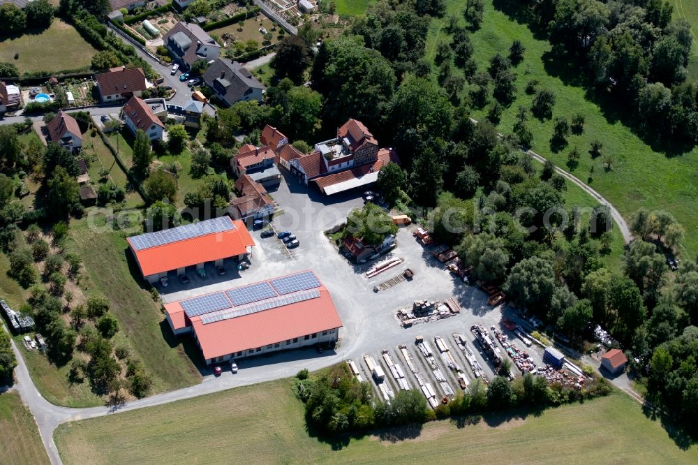 Aerial image Lauda-Königshofen - Building and production halls on the premises Aeckerle Holzbau GmbH at Forellenweg in Lauda-Koenigshofen in the state Baden-Wurttemberg, Germany