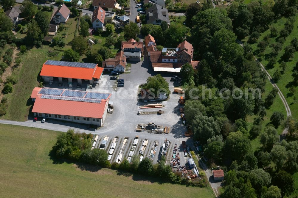 Aerial photograph Lauda-Königshofen - Building and production halls on the premises Aeckerle Holzbau GmbH at Forellenweg in Lauda-Koenigshofen in the state Baden-Wurttemberg, Germany