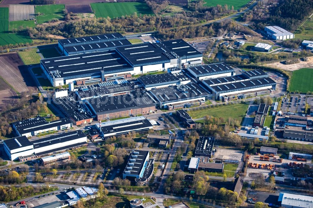 Aerial photograph Stade - Building and production halls on the premises Airbus Deutschland GmbH in the district Ottenbeck in Stade in the state Lower Saxony, Germany