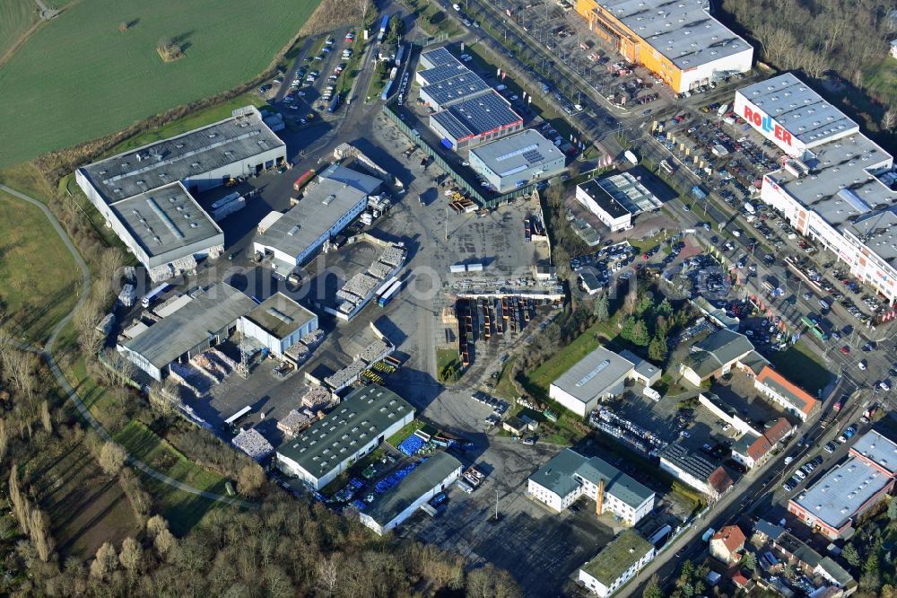 Berlin Mahlsdorf from the bird's eye view: Premises of Alba Recycling GmbH in Berlin Mahlsdorf. albagroup.de