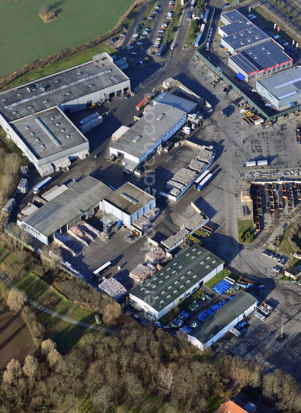 Aerial image Berlin Mahlsdorf - Premises of Alba Recycling GmbH in Berlin Mahlsdorf. albagroup.de