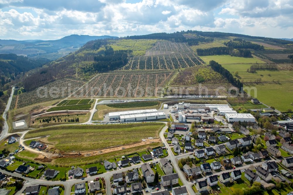 Aerial image Bestwig - Building and production halls on the premises of Alcoa Power ond Propulsion on Kapellenstrasse in Bestwig in the state North Rhine-Westphalia