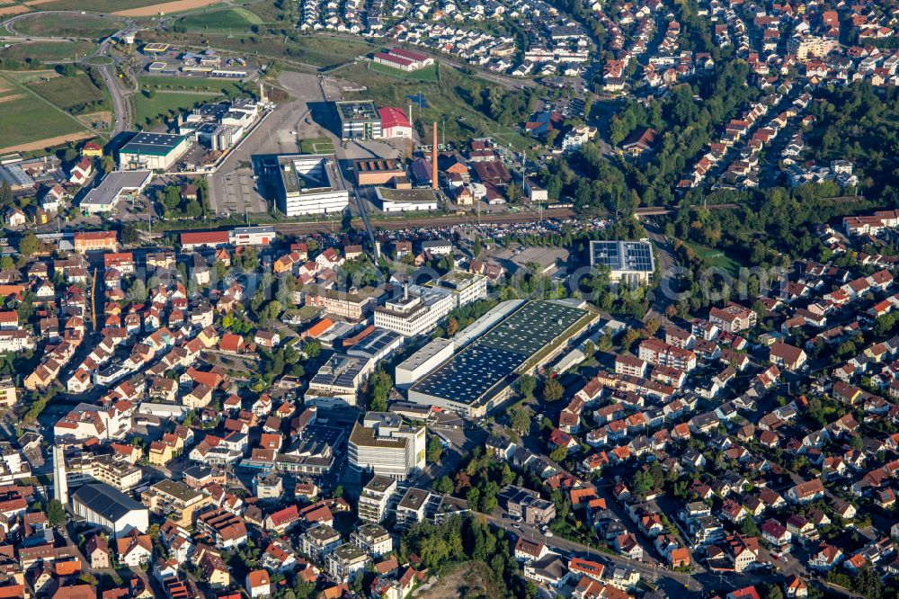 Winnenden from the bird's eye view: Building and production halls on the premises of Alfred Kaercher GmbH & Co. KG on street Seestrasse in Winnenden in the state Baden-Wuerttemberg, Germany