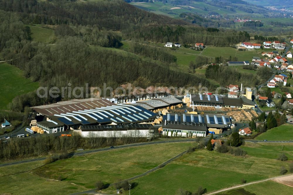 Aerial photograph Poppenhausen (Wasserkuppe) - Building and production halls on the premises of Aloysius Krenzer GmbH & Co. KG on Wasserkuppenstrasse in the district Abtsroda in Poppenhausen (Wasserkuppe) in the state Hesse, Germany