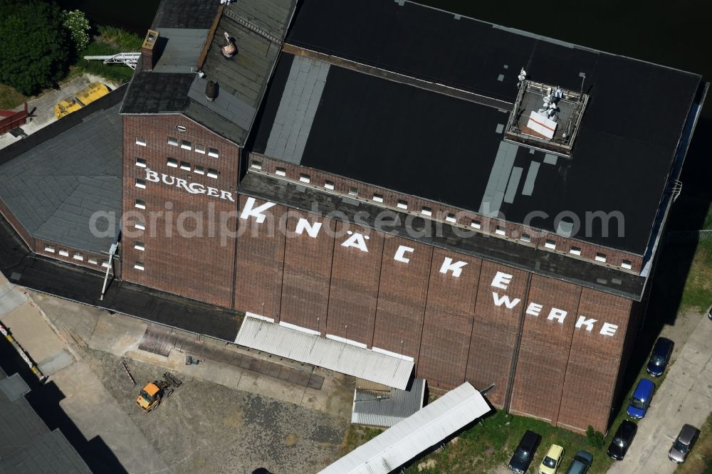 Burg from above - Plant site of the old factory Burger Knaecke GmbH + Co. KG in Burg in the state Saxony-Anhalt