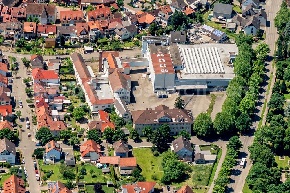 Kenzingen from the bird's eye view: Plant site of the old factory on Kaiserstrasse in Kenzingen in the state Baden-Wurttemberg, Germany