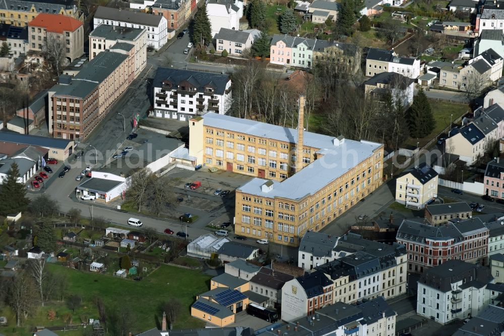 Oelsnitz/Vogtl. from above - Plant site of the old factory on Schillerstrasse in Oelsnitz/Vogtl. in the state Saxony