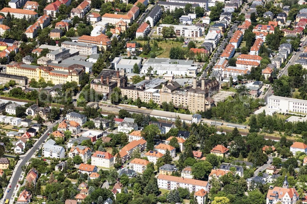 Dresden from above - Plant site of the old factory Malzfabrik in Dresden in the state Saxony, Germany