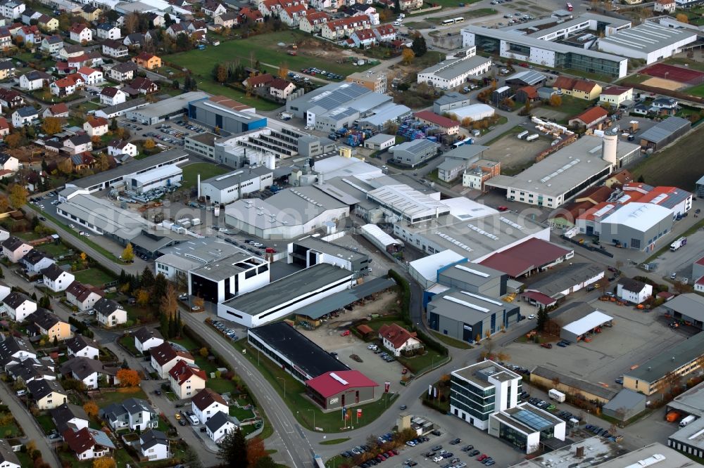 Beilngries from above - Building and production halls on the premises of Aluminiumgiesserei Jura-Guss GmbH in Beilngries in the state Bavaria, Germany