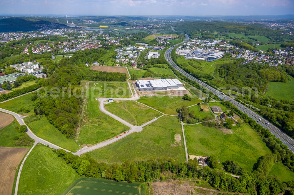 Aerial image Wetter (Ruhr) - Building and production halls on the premises of AOS Stahl GmbH & Co. KG on street An den drei Eichen in the district Schmandbruch in Wetter (Ruhr) at Ruhrgebiet in the state North Rhine-Westphalia, Germany