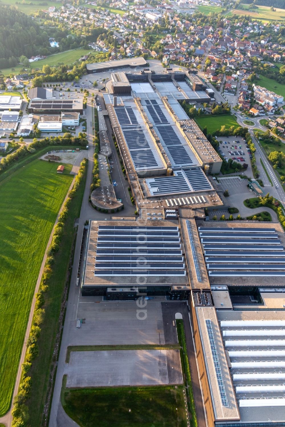 Loßburg from above - Building and production halls on the premises of ARBURG GmbH + Co KG in Lossburg in the state Baden-Wuerttemberg, Germany