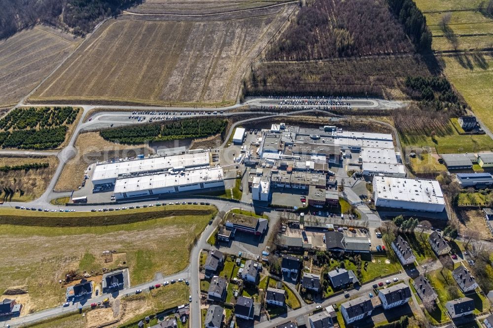 Aerial photograph Bestwig - Building and production halls on the premises of Arconic in Bestwig at Sauerland in the state North Rhine-Westphalia, Germany