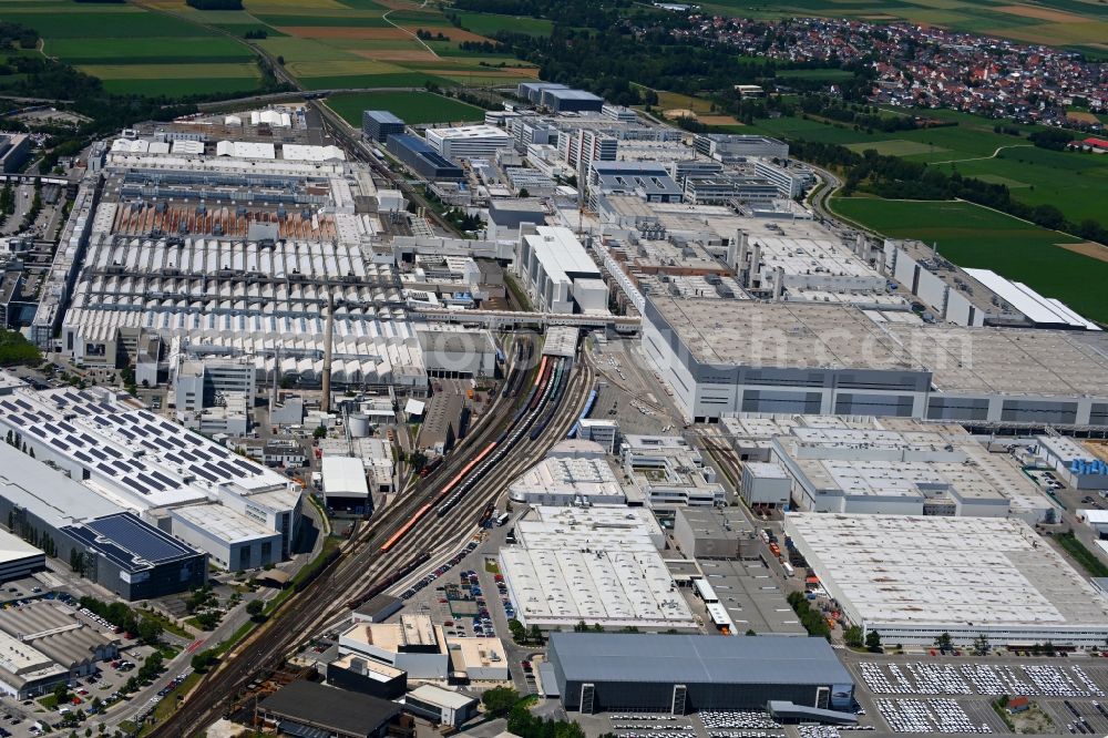 Ingolstadt from above - Building and production halls on the premises of AUDI AG on Ettinger Strasse in Ingolstadt in the state Bavaria