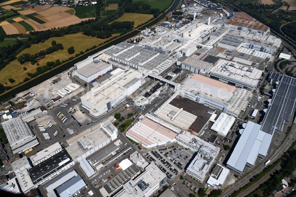 Aerial image Heilbronn - Buildings and production halls on the vehicle construction site of Audi AG on river Neckar in Heilbronn in the state Baden-Wurttemberg, Germany