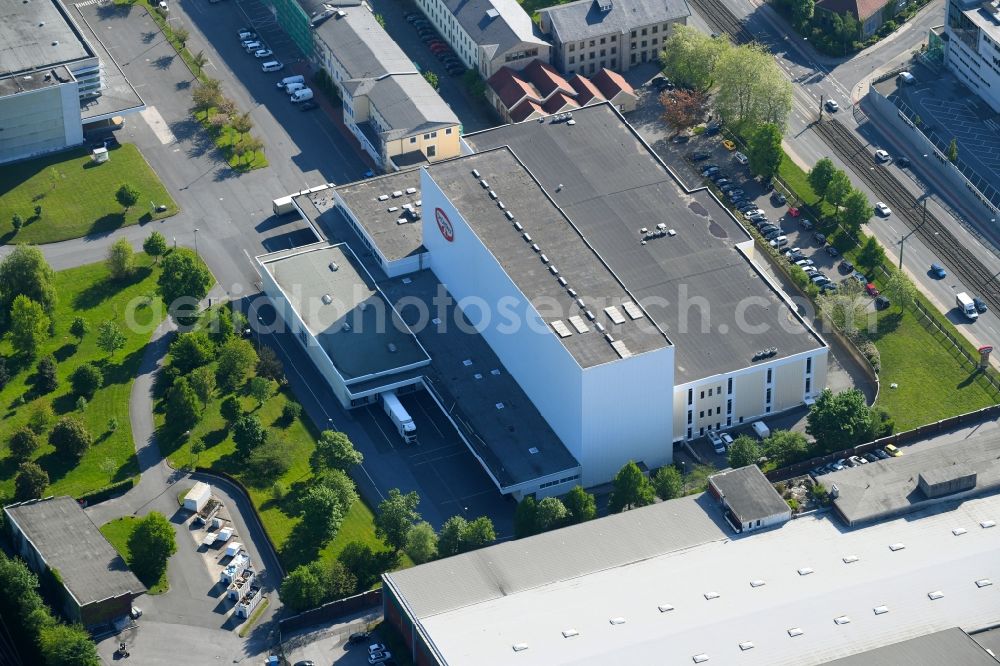 Bielefeld from the bird's eye view: Building and production halls on the premises of Dr. August Oetker Nahrungsmittel KG in Bielefeld in the state North Rhine-Westphalia, Germany