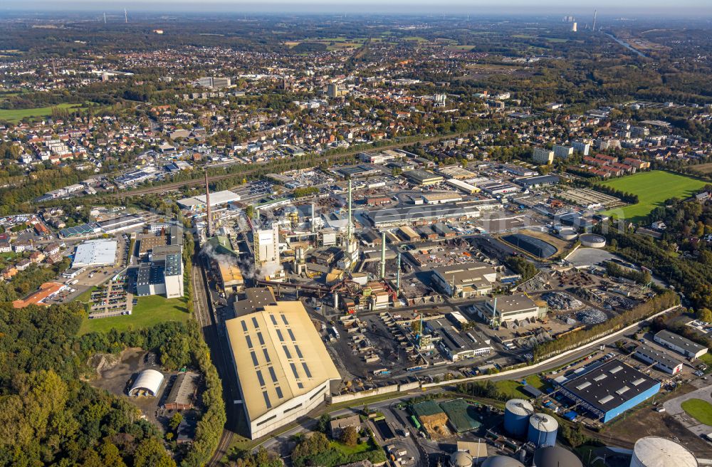 Aerial image Lünen - Building and production halls on the premises of Aurubis AG in Luenen at Ruhrgebiet in the state North Rhine-Westphalia, Germany