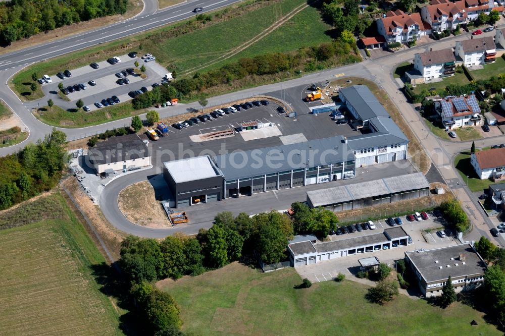 Aerial photograph Tauberbischofsheim - Building and production halls on the premises of Autobahnmeisterei Tauberbischofsheim Zur Steige in Tauberbischofsheim in the state Baden-Wurttemberg, Germany