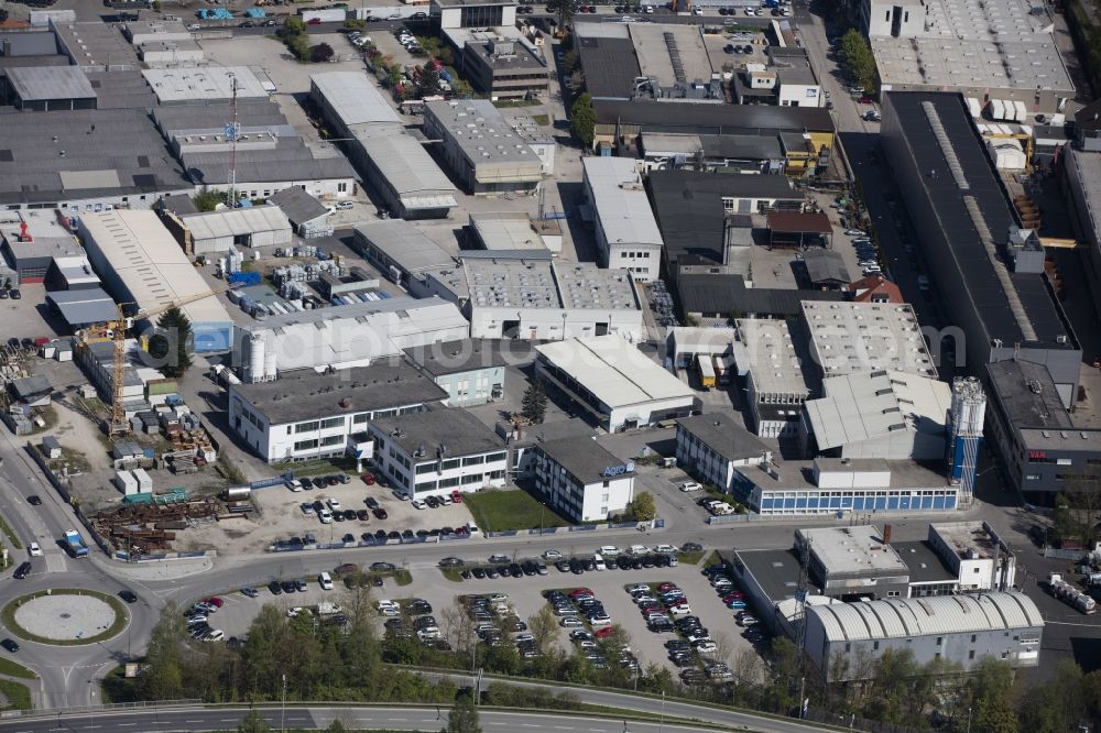 Wels from the bird's eye view: Building and production halls on the premises of Avenarius-Agro GmbH on Industriestrasse in Wels in Oberoesterreich, Austria