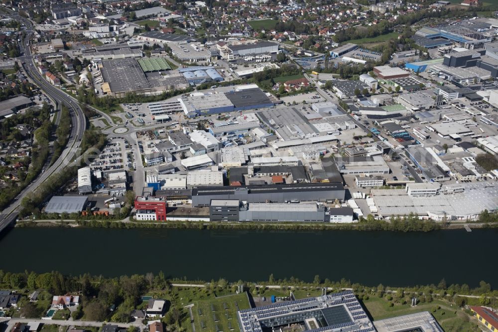 Wels from the bird's eye view: Building and production halls on the premises of Avenarius-Agro GmbH on Industriestrasse in Wels in Oberoesterreich, Austria