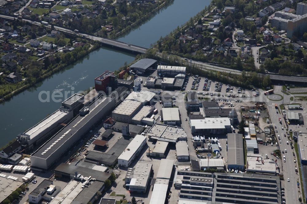 Wels from the bird's eye view: Building and production halls on the premises of Avenarius-Agro GmbH on Industriestrasse in Wels in Oberoesterreich, Austria