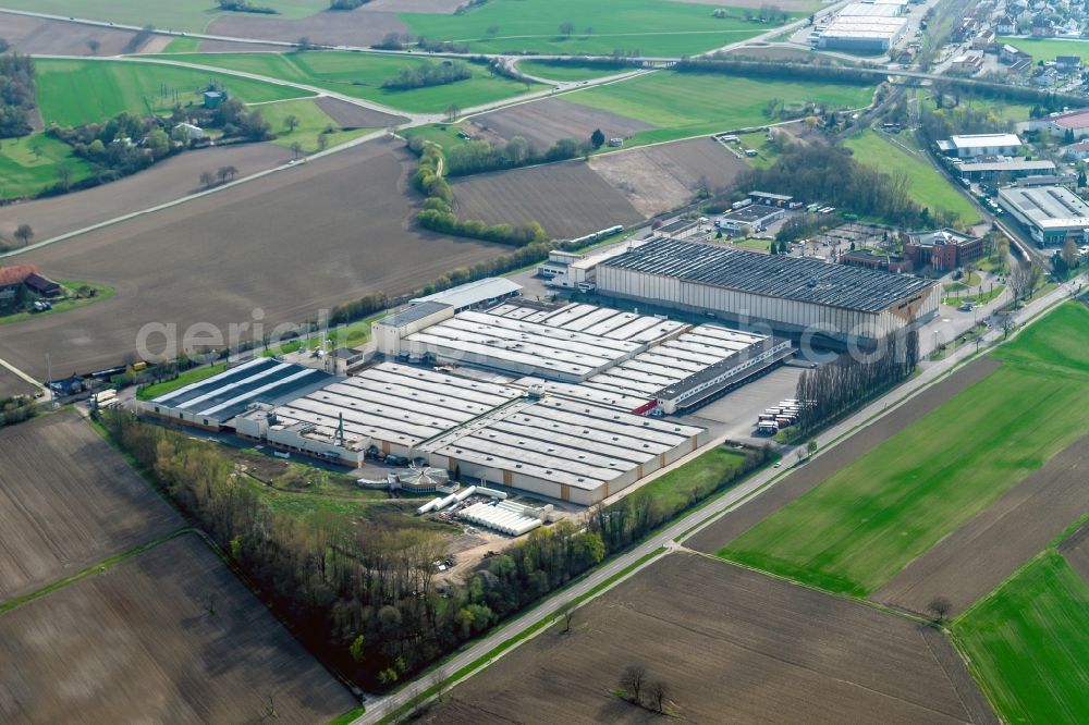 Breisach am Rhein from above - Building and production halls on the premises of Badischer Winzerkeller eG Zum Kaiserstuhl in Breisach am Rhein in the state Baden-Wuerttemberg, Germany