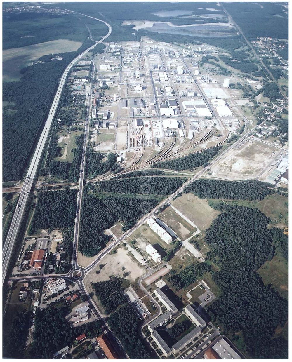 Schwarzheide / Brandenburg from the bird's eye view: Werksgelände der BASF AG in Schwarzheide