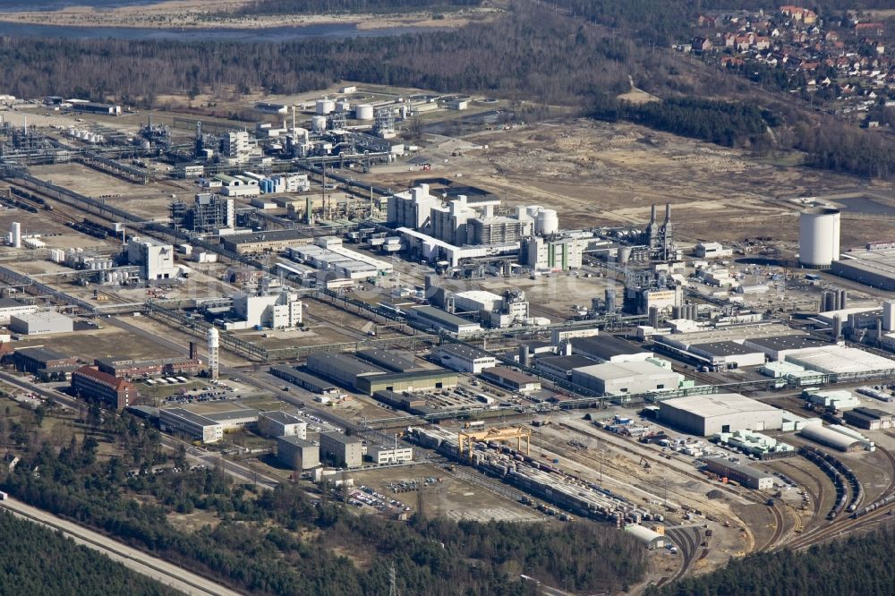 Schwarzheide from the bird's eye view: View of factory premises of BASF Schwarzheide GmbH in Brandenburg