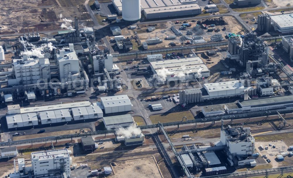 Schwarzheide from the bird's eye view: Factory premises of BASF Schwarzheide GmbH in Brandenburg