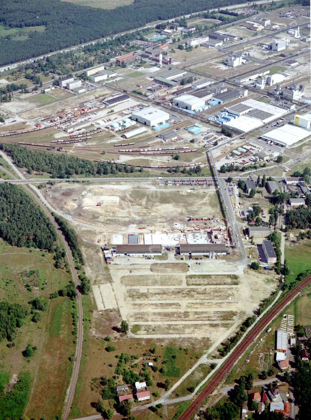 Aerial image Schwarzheide / BRB - Werksgelände der BASF - Schwarzheide mit Erweiterungsbaustelle.