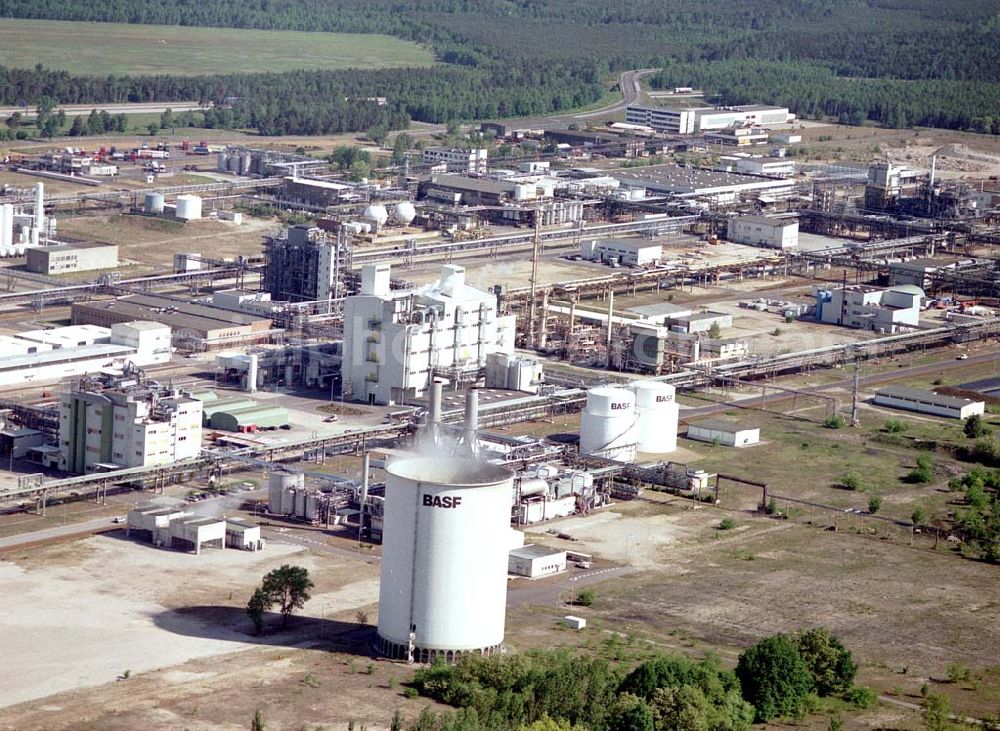 Schwarzheide / Brandenburg from the bird's eye view: Werksgelände der BASF Schwarzheide GmbH.