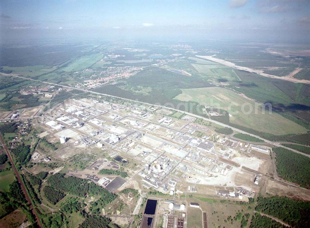 Schwarzheide / Brandenburg from the bird's eye view: Werksgelände der BASF Schwarzheide GmbH.